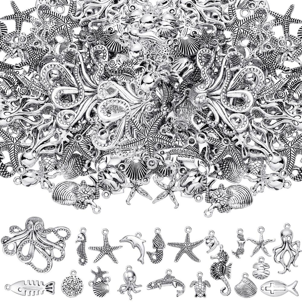 8271 100 Pcs Summer Beach Charms for Jewelry Making - Sea Theme Ocean
